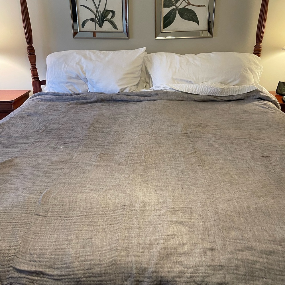 Pottery Barn Neutral Gray Woven Throw